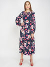 Fresh Florals Navy Women's Layered Maxi Dress