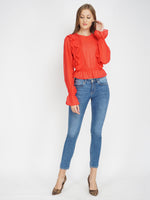 Ruby Red Frilled Women's Top