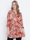 Rushed red printed causal tunic