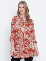 Rushed red printed causal tunic
