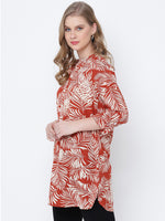 Rushed red printed causal tunic