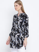 Sensational black lavender print casual tunic