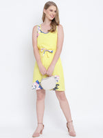 Bedazzle yellow knot up women dress