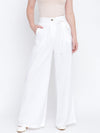 Solid white casual women pant