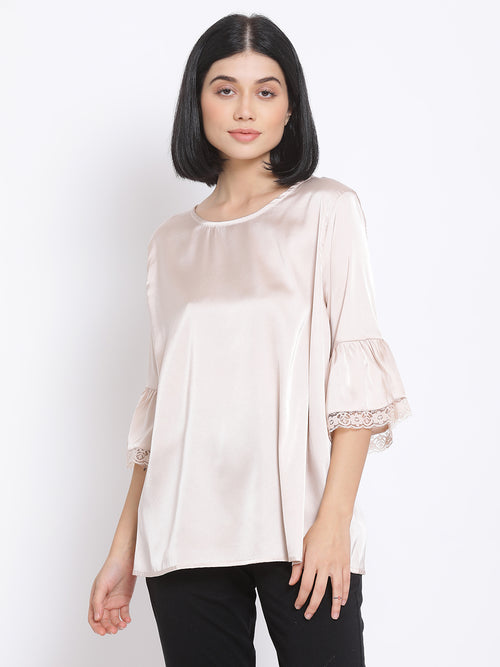 Luxurious Beige Women's Nightwear Top