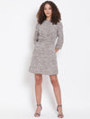 Grey Printed Tie Up Dress