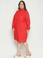 Scarlet Red Plus Size Schiffli Dress