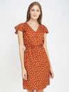 Brown Polka Print Women's Shift Dress