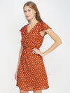 Brown Polka Print Women's Shift Dress