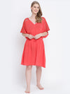 Shapple red laced up women nightwear dress