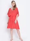 Shapple red laced up women nightwear dress