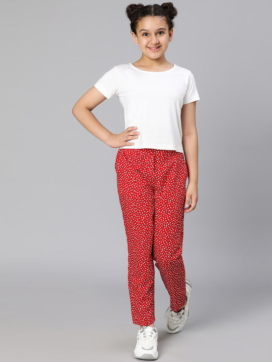 Hazzel red polka print elasticated gir pant