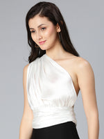 Party white satin off-shoulder women top