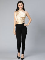 Cream color satin off-shoulder women party wear top