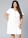Polo white button-down plus size Linen Blend dress