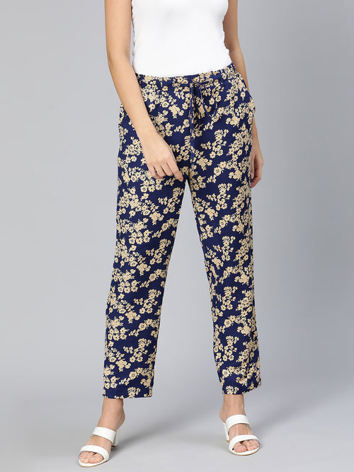 Full Blown blue color eleasticated women pant