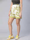 Windy green floral print elasticated women shorts