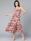 Nasty pink floral printed shoulder straped women long dress