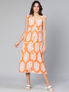 Truffle orange printed women long dress