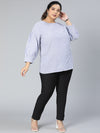 Flurry blue stripe print plus size women top