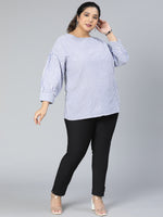 Flurry blue stripe print plus size women top