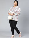 Multihued printed plus size casual top