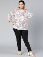 Multihued printed plus size casual top