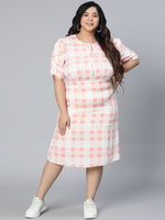Occasion check printed plus size women dress