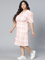 Occasion check printed plus size women dress