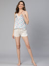More colors floral printed laced -up women nightwear cami top