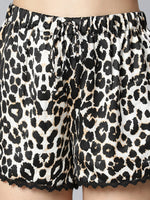 Restful Black Animal Printed Elasticated &Comfy Women Nightwear Shorts