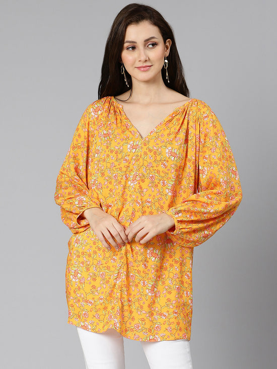 Sunnyside orange floral printed women tunic