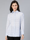 Conceal blue check printed women shirt