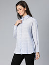 Conceal blue check printed women shirt