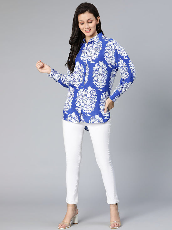 Verb blue tropical blue women formal shirt