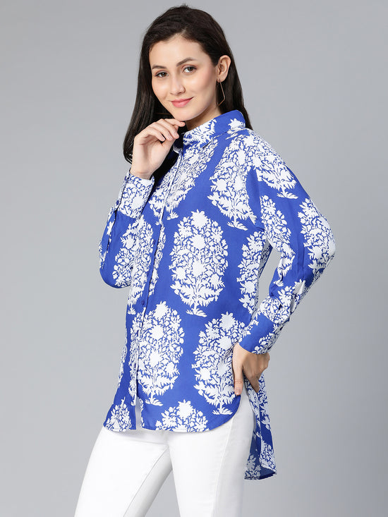 Verb blue tropical blue women formal shirt