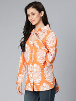 Dearing rust tropical printed women trendy shirt