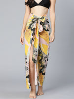 Abstract Printed Yellow Color Women Beachwear Wrap Skirt