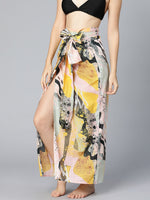 Abstract Printed Yellow Color Women Beachwear Wrap Skirt