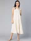 Bingo beige elasticated off -shoulder women beachwear dress