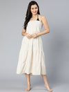 Bingo beige elasticated off -shoulder women beachwear dress