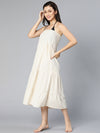 Bingo beige elasticated off -shoulder women beachwear dress