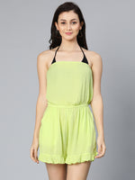 Neon green off -shoulder women beachwear dress