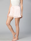 Adorable peach color ruffled & elasticated women nightwear shorts