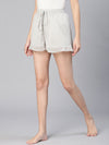 Comfort Soild Grey Ruffled & Elasticated Women Nightwear Shorts