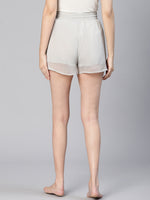 Comfort Soild Grey Ruffled & Elasticated Women Nightwear Shorts