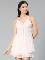 Romantic peach ruffled women nightwear top