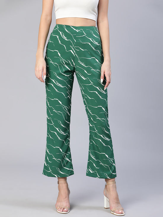 Dramatic greeb urban printed elasticated women pants