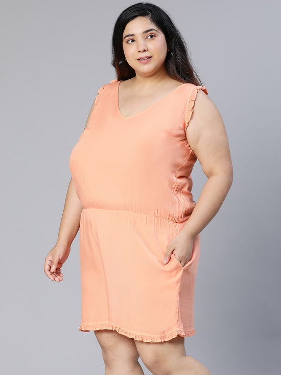 Timeless Coral Plus Size Women Playsuit