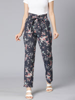 Floral Linen Printed Tie knot women Pant